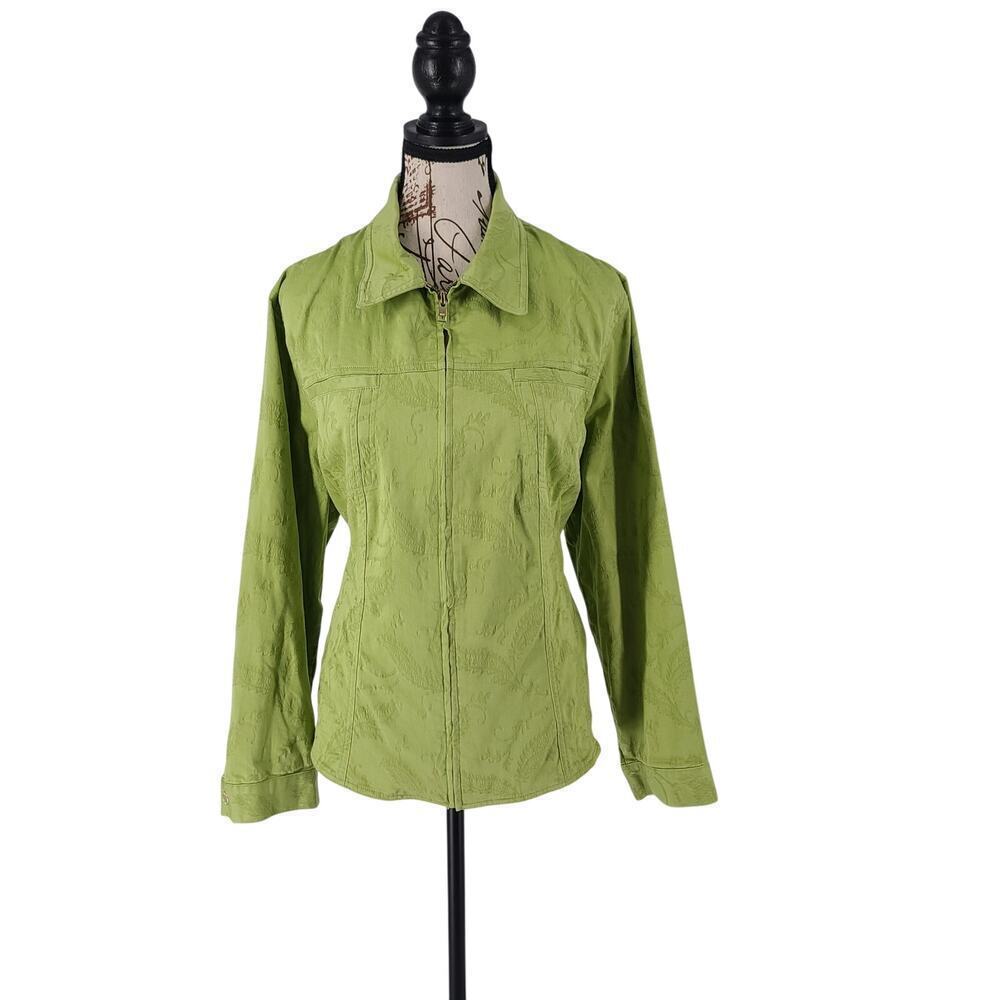 Jones New York Signature jacquard Shacket ladies green Size 1x Proper‎ finished